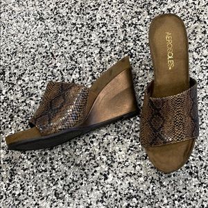 Snakeskin sandal wedges